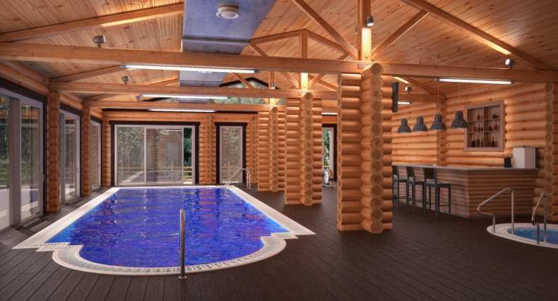 Проект бани с бассейном: все о строительстве своими руками сауны из бревна с теплым бассейном и комнатой отдыха под одной крышей