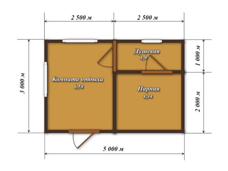 Проект бани 3 на 5 м: план постройки сауны из бруса, кирпича, блоков. Тонкости внутреннего обустройства и планировки (120 фото-идей)